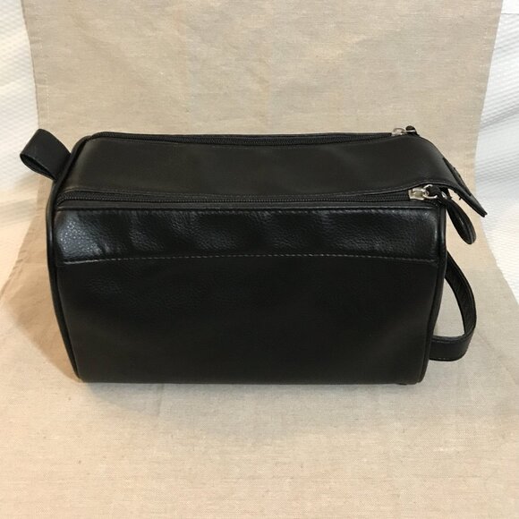 Guess Men's Black Leather Bag – Grooming/Shaving Travel Dopp Kit - Picture 5 of 9